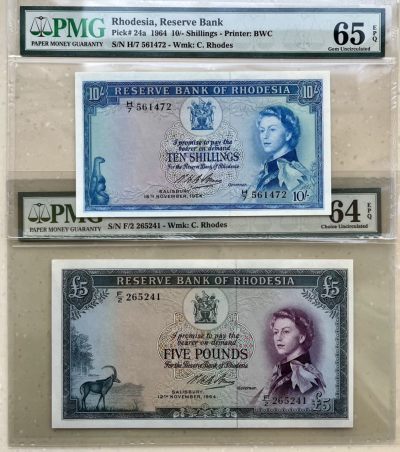 女王纸币之1964版罗德西亚 