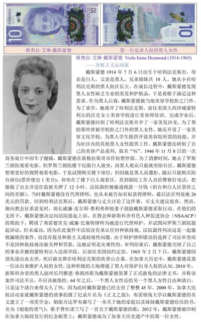 为黑人女性争取人权的加拿大民权运动家“维奥拉·艾琳·戴斯蒙德”
