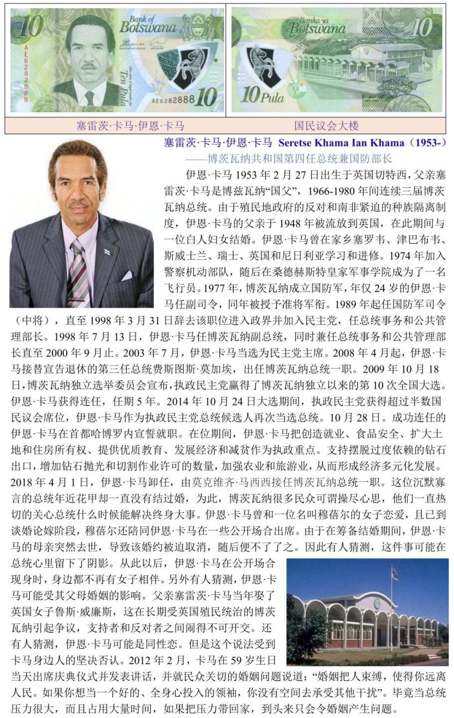 博茨瓦纳第四任总统、国父之子“塞雷茨·卡马·伊恩·卡马”
