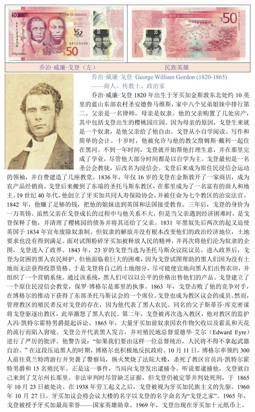 处死100年后获颁牙买加国家英雄勋章的民族英雄“乔治·威廉·戈登”