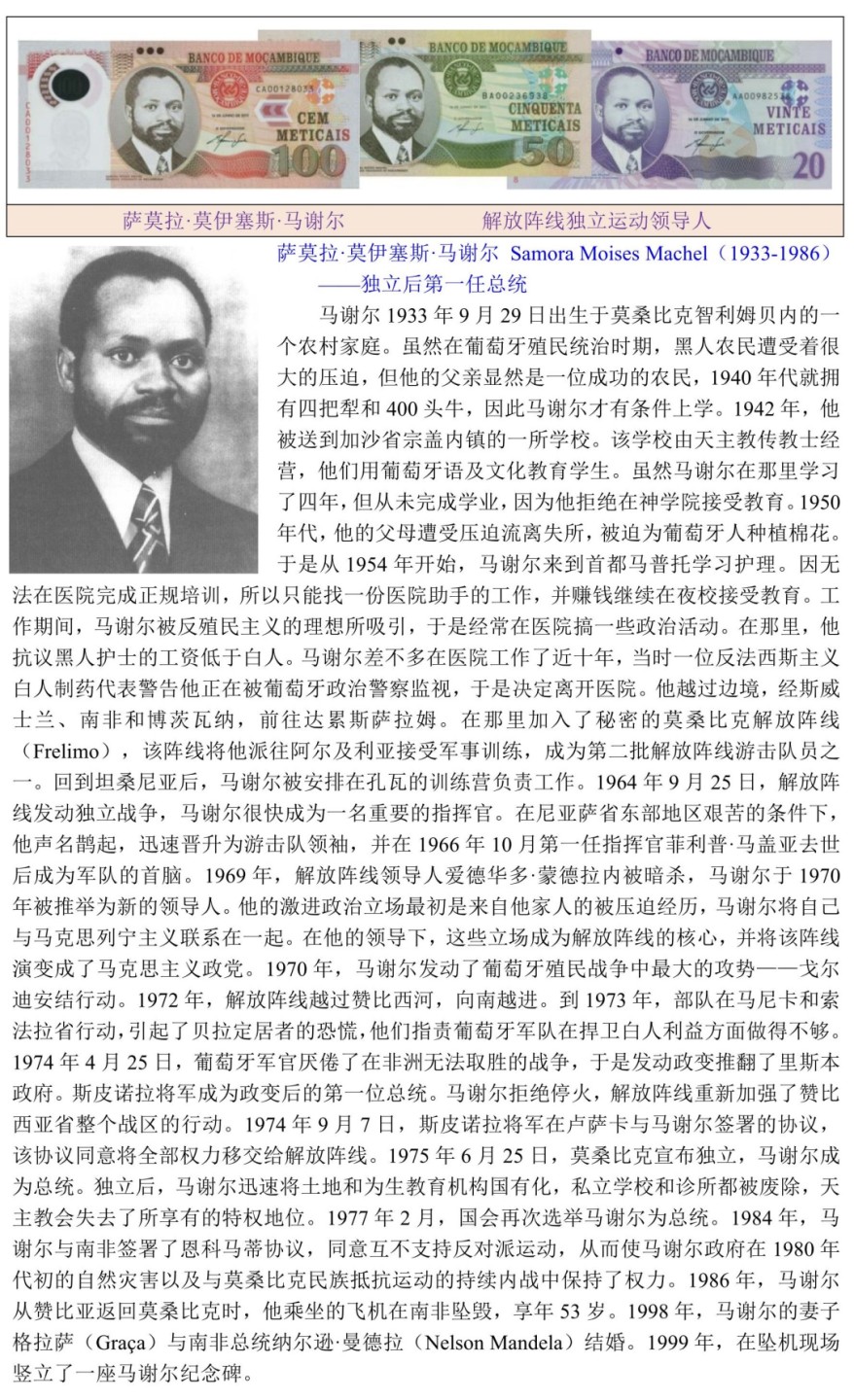 死于坠机事件的莫桑比克独立后第一任总统“萨莫拉·莫伊塞斯·马谢尔”