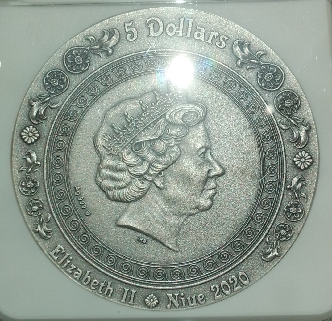 阿弗洛迪斯女神和维纳斯女神2盎司银币，评级69分，2020年，纽埃发行，高浮雕，NGC首期评级