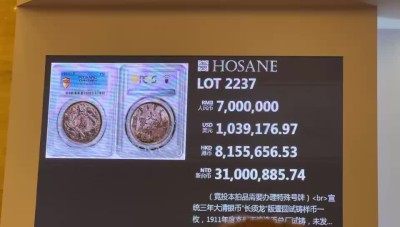 泓盛2022春拍，宣三长须龙样币1000万落槌