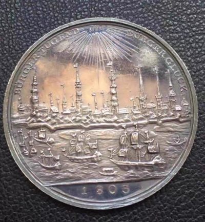 1803德国汉堡市千年变迁银章