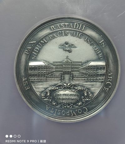 德国1955年巴登边区路德维希伯爵300周年银章，背面的建筑很不错哦。