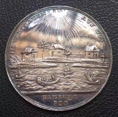 1803德国汉堡市千年变迁银章