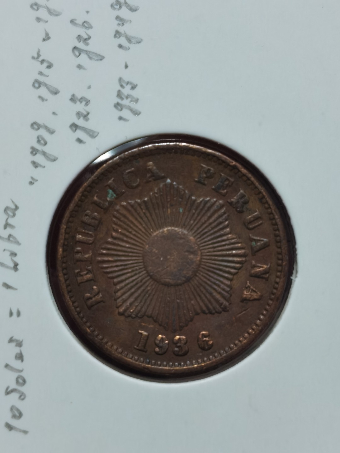 秘鲁 十进位货币 100centavos(10 Dineros)=1 Sol 10 soles=1 libra