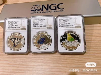 加拿大2013-2015珍稀蝴蝶银币一组