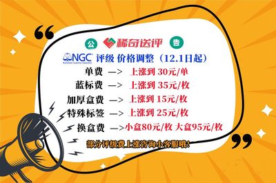 【稀奇送评】NGC评级 相关费用调整 