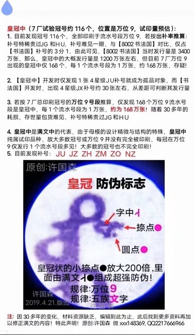 8001皇冠中，稀少品种，升值快！

 包绝品，无潮无斑！买到就是赚到！

订购联系QQ2217666966，微信aaa148369