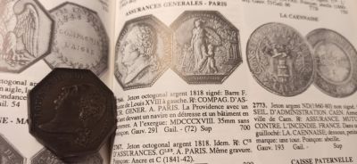 法国路易十八火灾八角代用银币