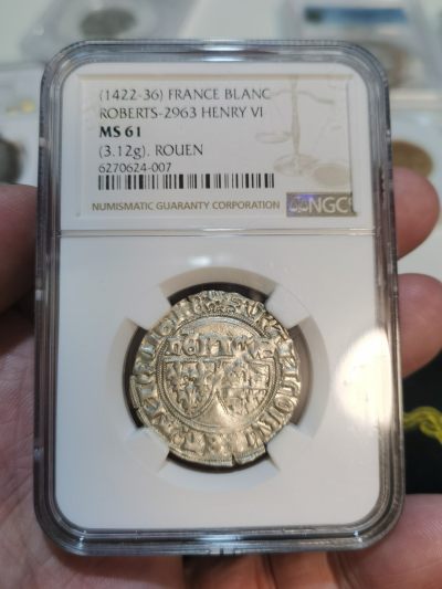 NGC-MS61盎格鲁-高卢法国中世纪亨利六世Blanc银币