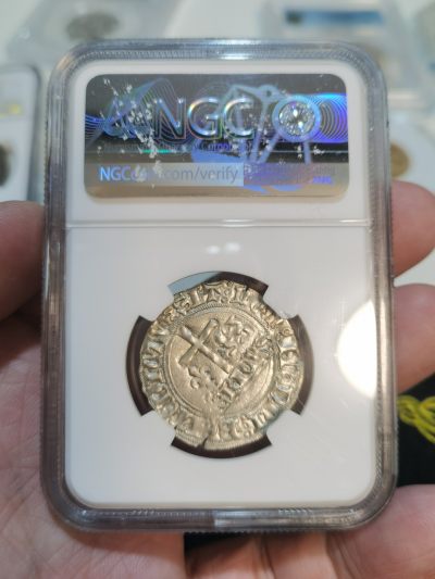 NGC-MS61盎格鲁-高卢法国中世纪亨利六世Blanc银币