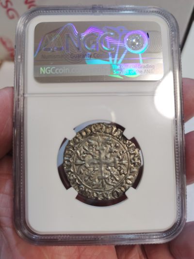 NGC-MS61意大利中世纪1309-43年那不勒斯王国安茹的罗伯特1基里亚托（gigliato）银币