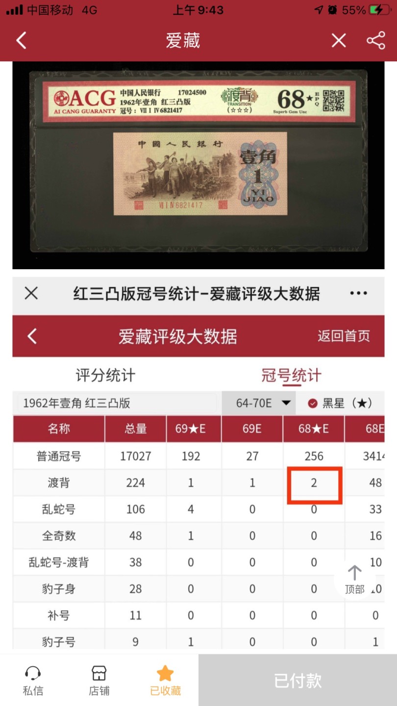 1962红三凸714渡背，68黑星全网就2枚吗？