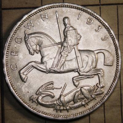 1935年英国乔治五世“木马剑”1克朗银币