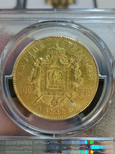 PCGS-AU53法国1858年拿破仑三世100法郎大金币