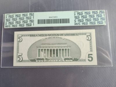 美国纸币 2003年A版5美元星号PCGS66