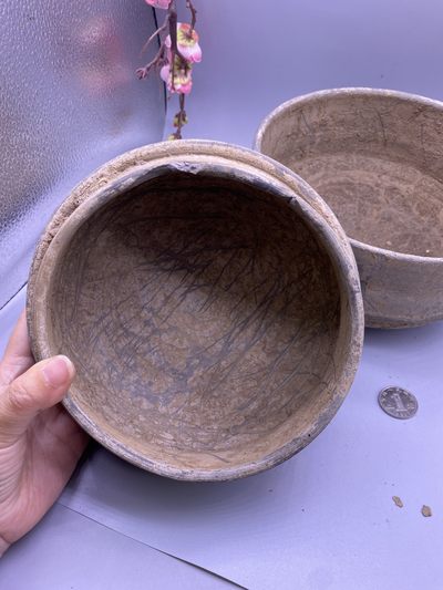汉陶盖盒一套，尺寸27*18.5厘米，