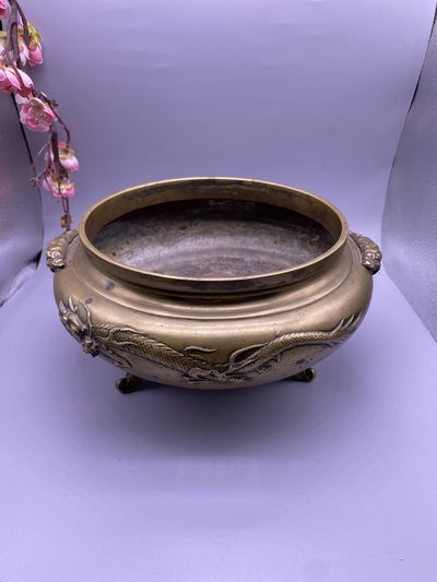 老铜双龙香炉，尺寸13.5*19厘米，品相如图，3000包快递