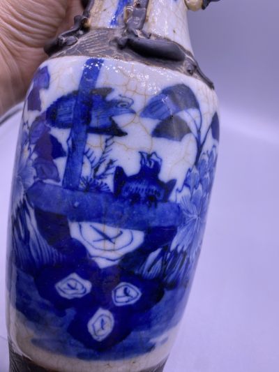 清代哥釉花鸟瓶，尺寸29厘米，口沿有残，品相如图，600包快递