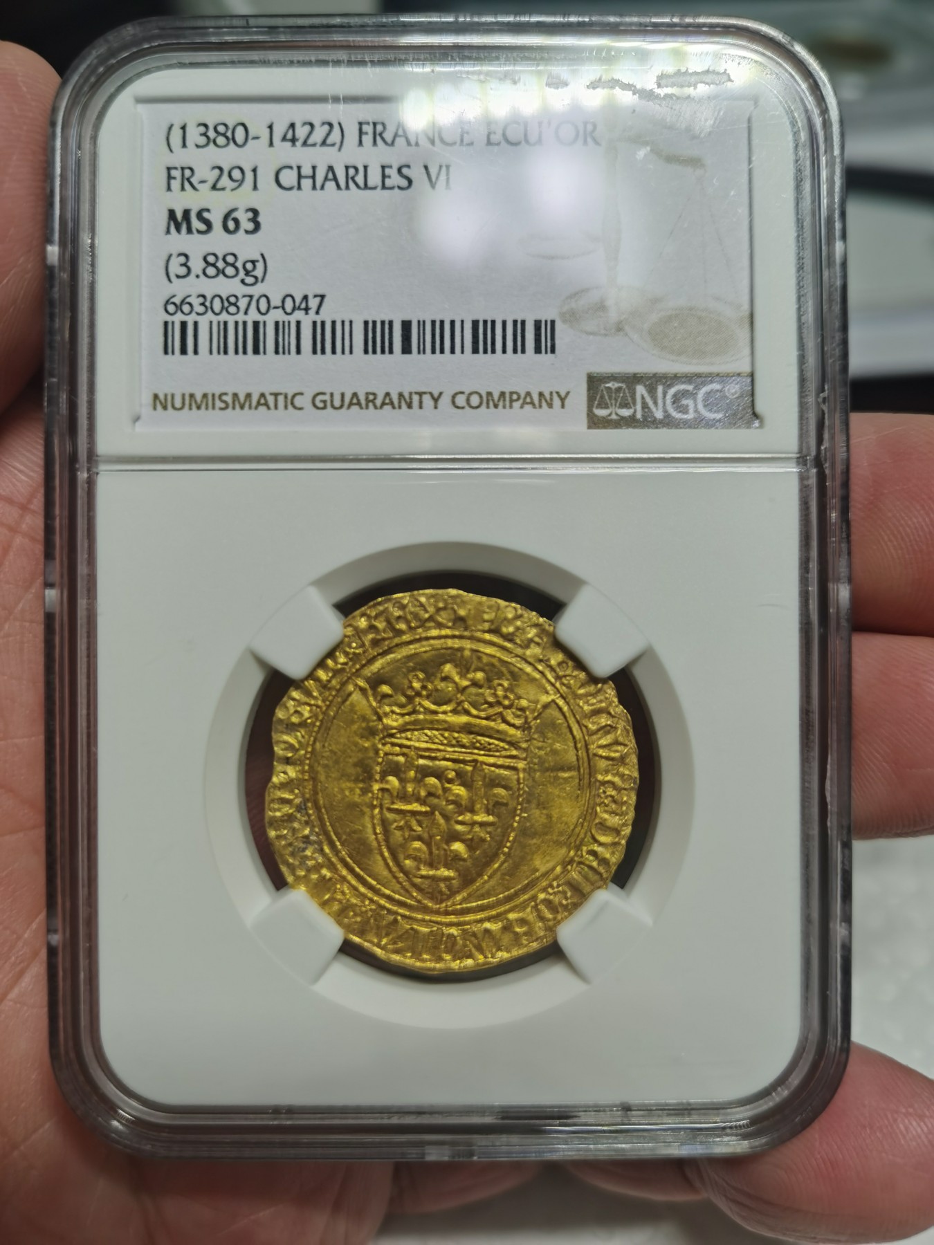 NGC-MS63法国中世纪1380-1422年查理六世大埃居金币