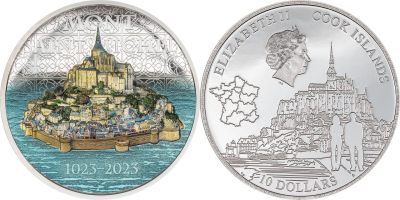 【新品到货】库克2023年圣米歇尔山高浮雕纪念币: 5盎司，2盎司银币和50克铜币[强]