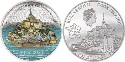 【新品到货】库克2023年圣米歇尔山高浮雕纪念币: 5盎司，2盎司银币和50克铜币[强]