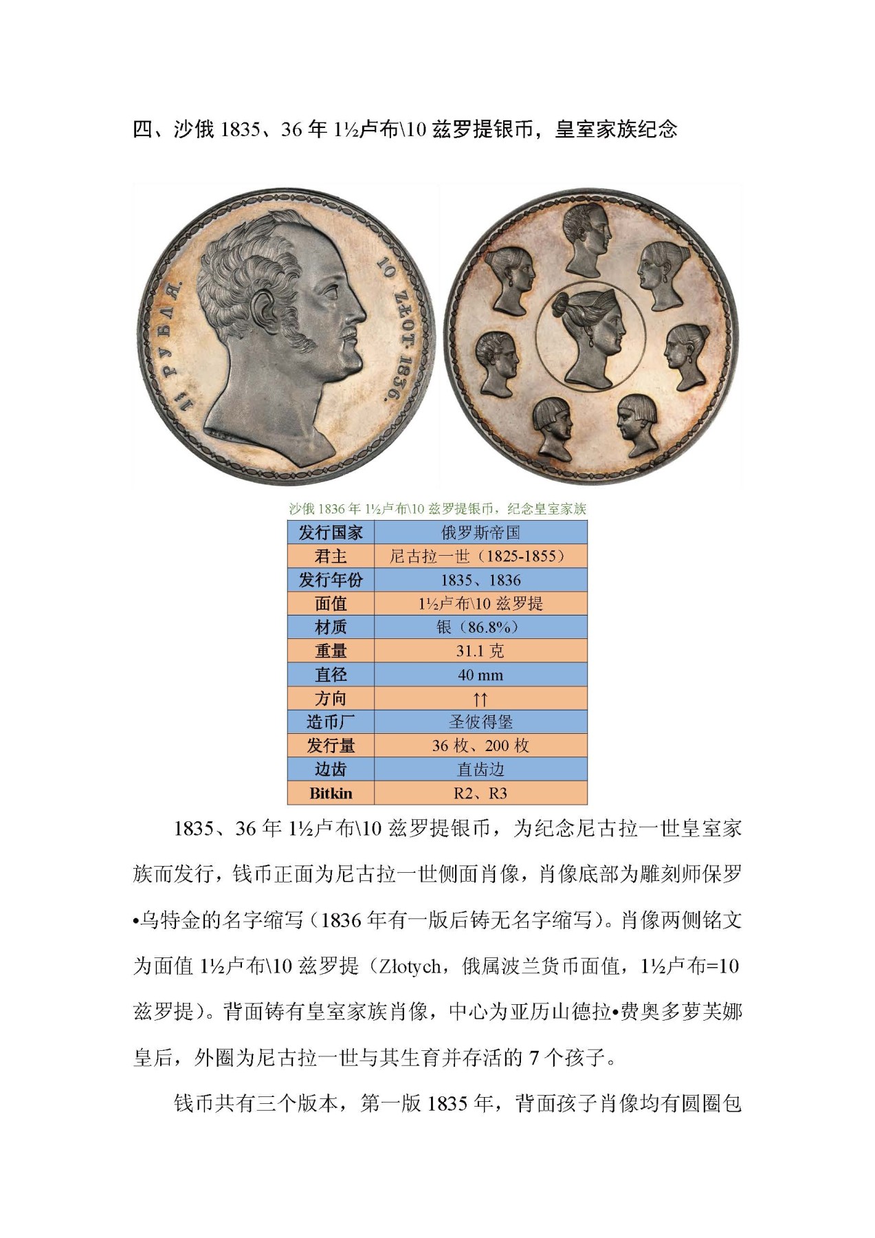 帝国遗珠——俄罗斯帝国纪念币浅析