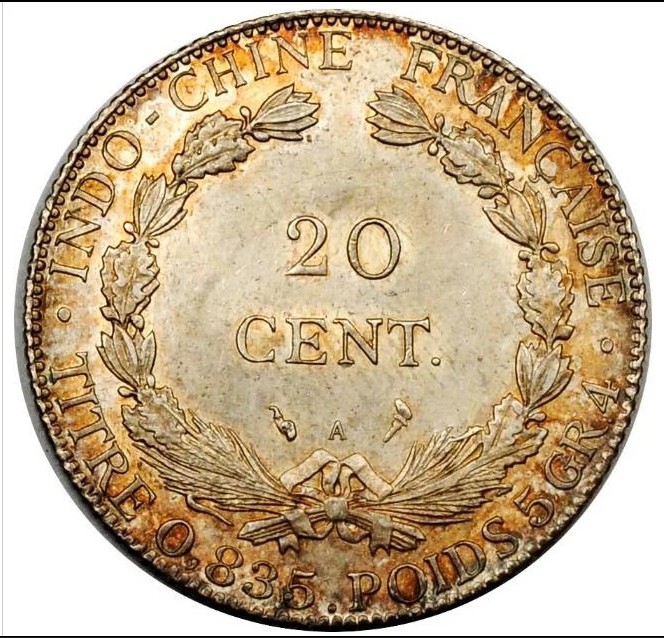 十年磨一剑，十年一个轮回。1909 french indo china 20cent