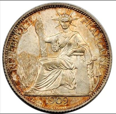 十年磨一剑，十年一个轮回。1909 french indo china 20cent