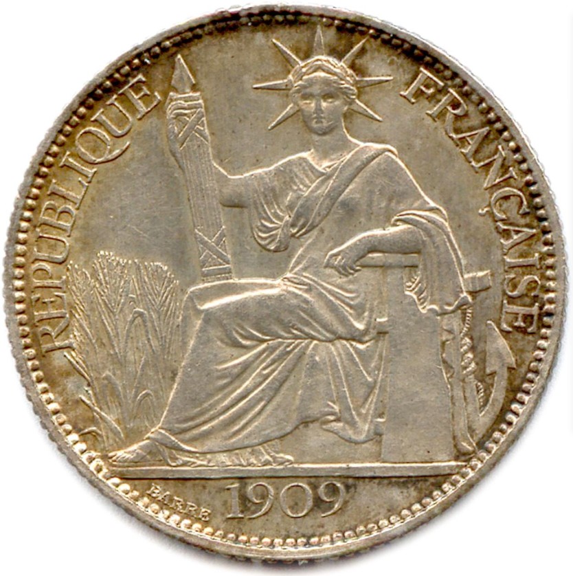 十年磨一剑，十年一个轮回。1909 french indo china 20cent