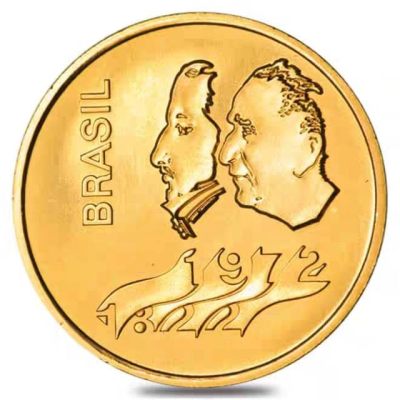【海寧潮】巴西1972年独立150周年16.64克纪念金币【黄金价格8159.6】