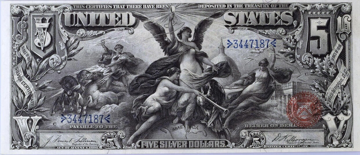 1896年美国5美元教育系列纪念钞
