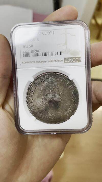 1695年巴黎造币厂路易十四像1埃居银币