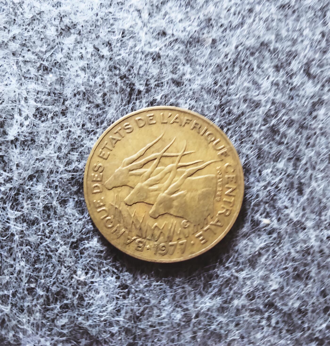 1977年中非10法郎（三羚羊） 硬币