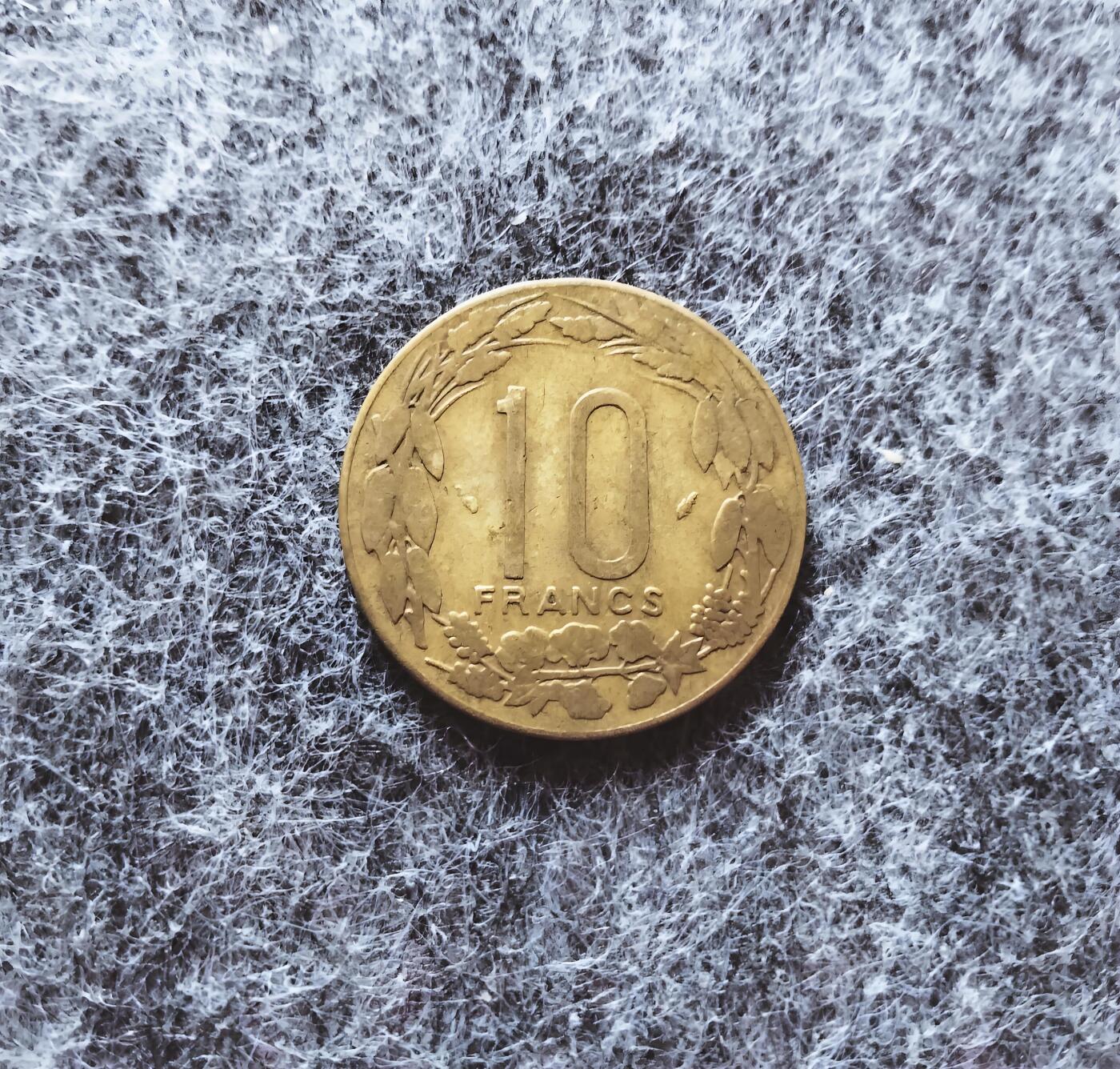 1977年中非10法郎（三羚羊） 硬币