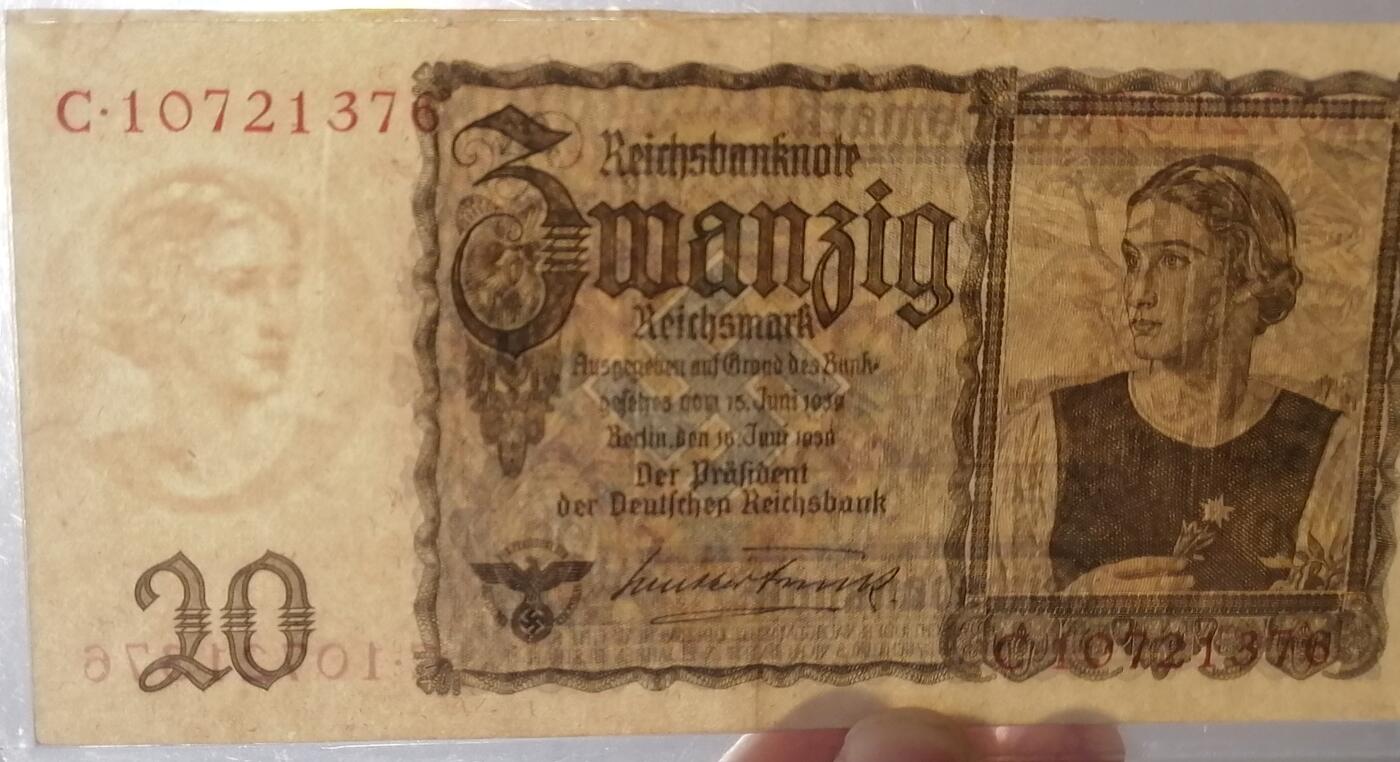 德意志第三帝国20帝国马克，1939年版，