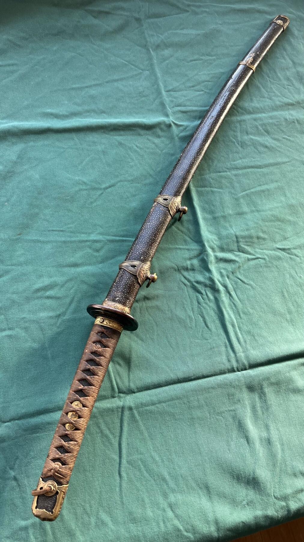 昭和十八年.上作刀工天津正清作海军97.大颗粒鱼皮 