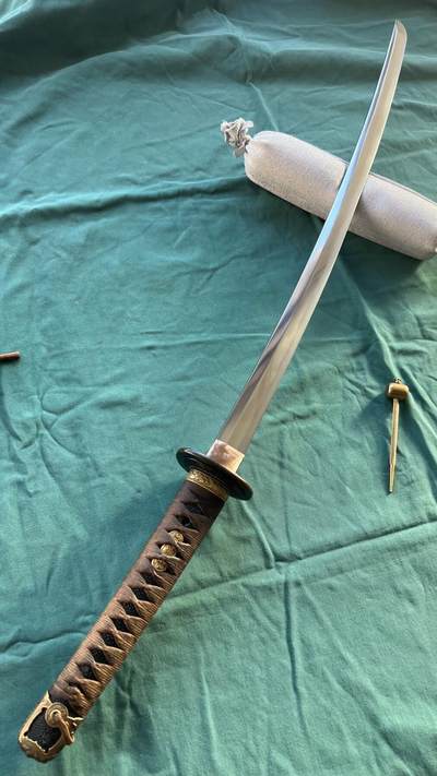 昭和十八年.上作刀工天津正清作海军97.大颗粒鱼皮 