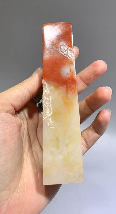 寿山石印章全品如图所示，尺寸:11.8*2.5cm