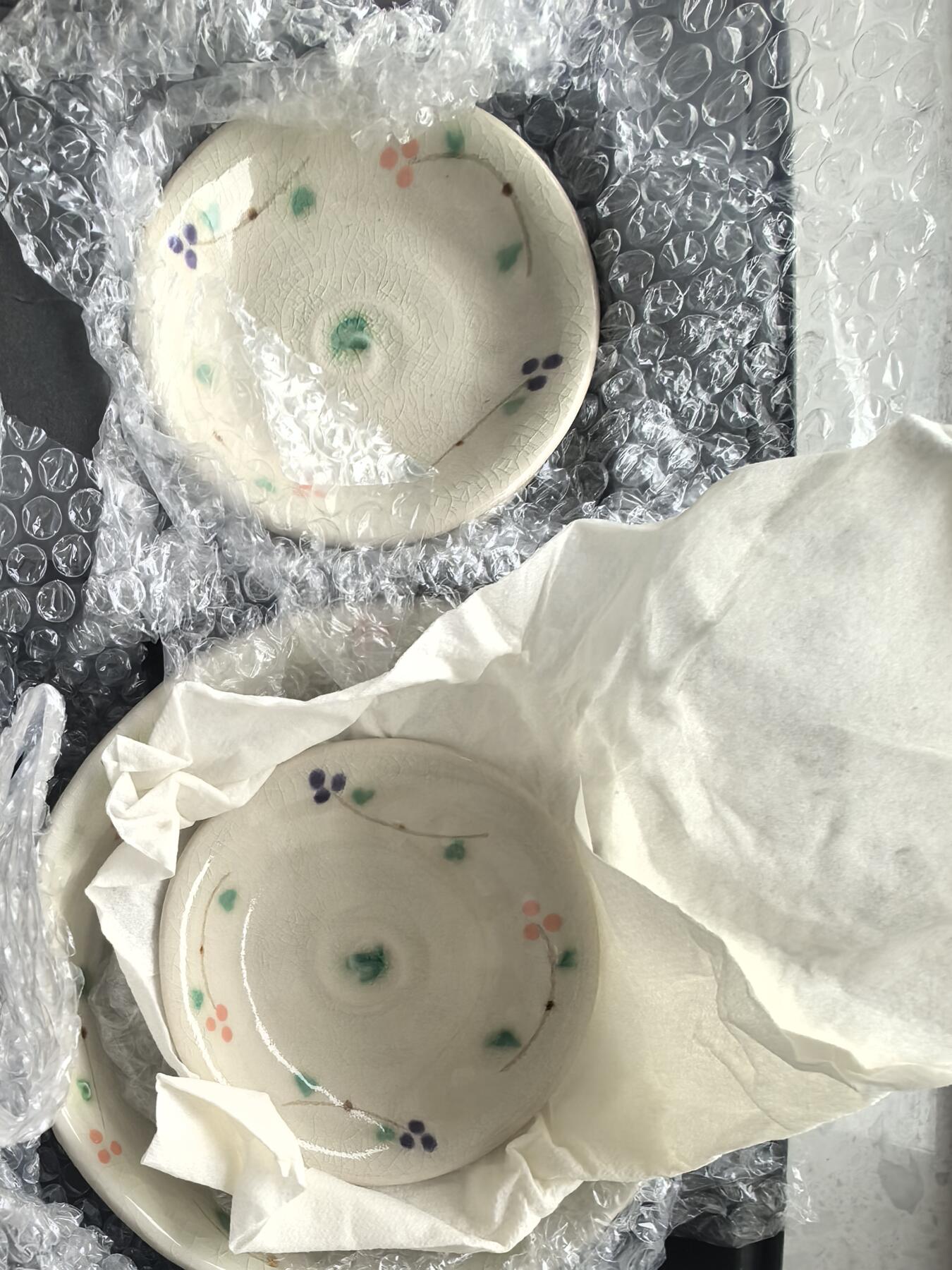 日本冰裂釉纹彩碟套装