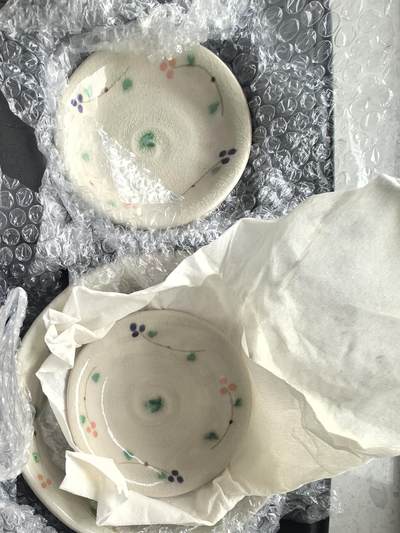 日本冰裂釉纹彩碟套装