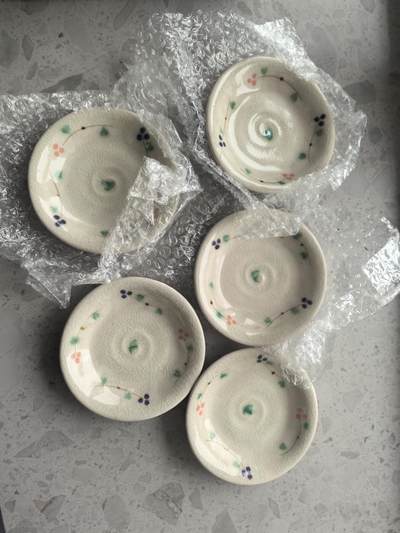 日本冰裂釉纹彩碟套装