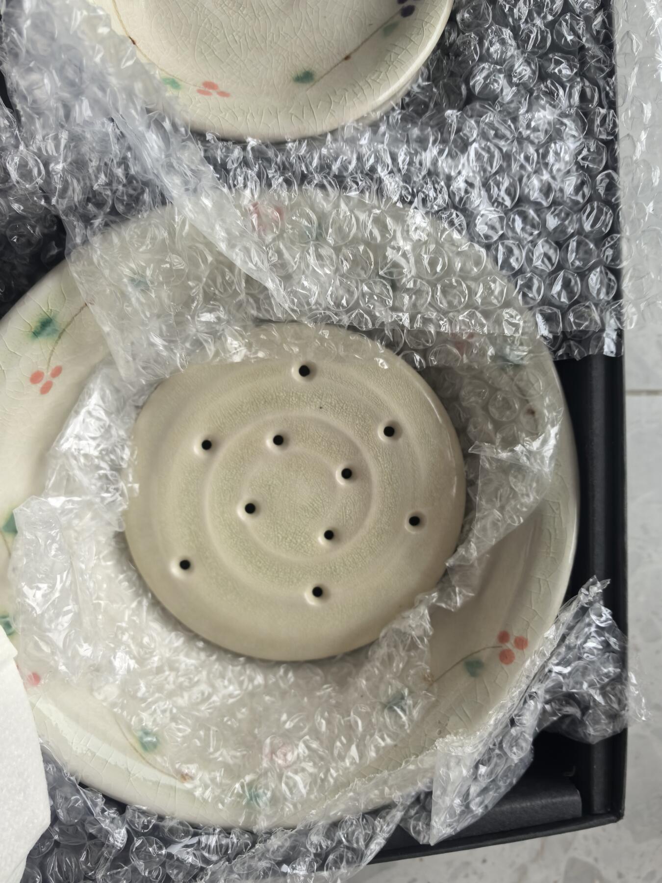 日本冰裂釉纹彩碟套装