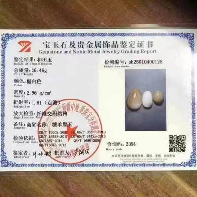 无敌打包超美鸽子蛋三枚一级白新疆和田且末糖玉作品打包，戒面吊坠，共36.46g，超美老糖，油性出色，脂粉感十足，糯性满满，可以镶嵌戒指、吊坠等，也可以打个金扣子直接佩戴，精致超美！最小尺寸约23×19×10mm，最大尺寸约37×27×13mm！另送鉴定证书！HAI 240329