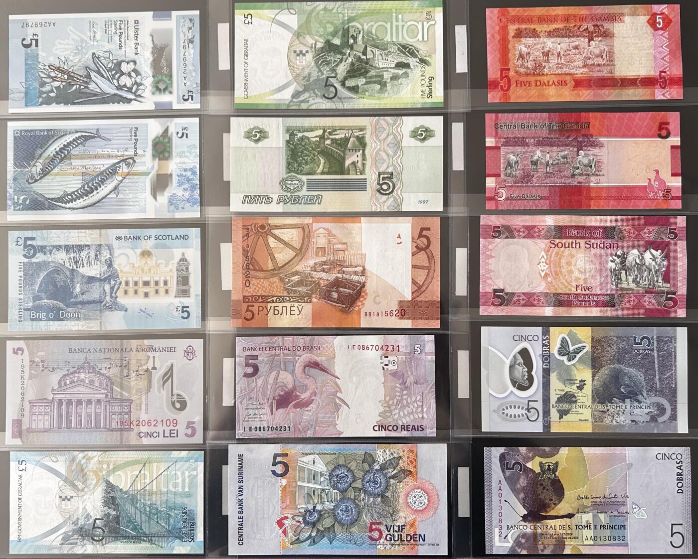 世界多国5元面值钞票欣赏！