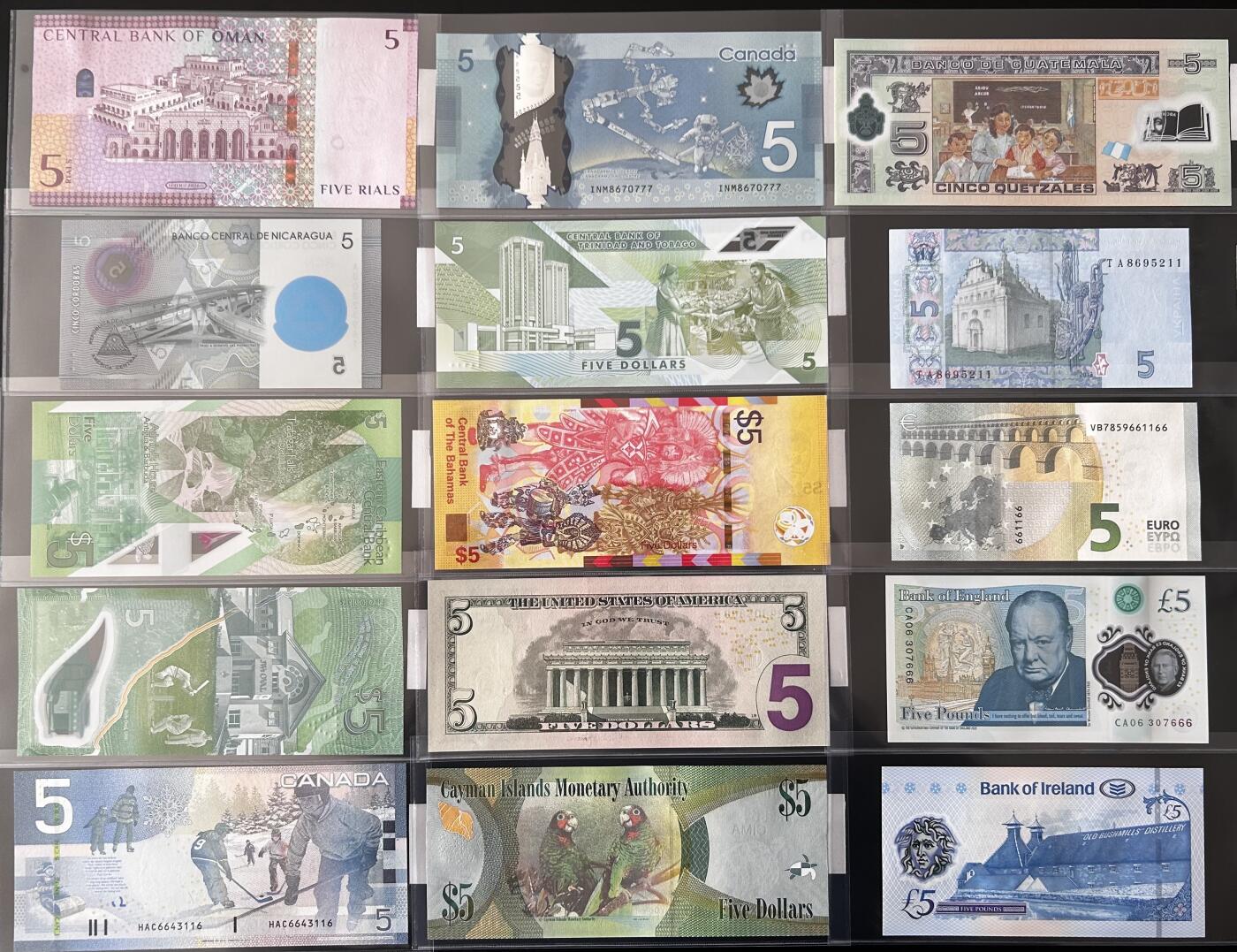 世界多国5元面值钞票欣赏！