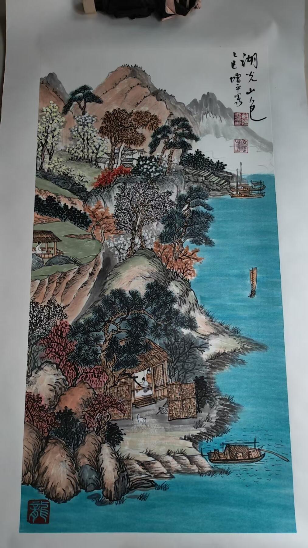 胡增平老师字画，湖光山色，喜欢的可以交流13627925323