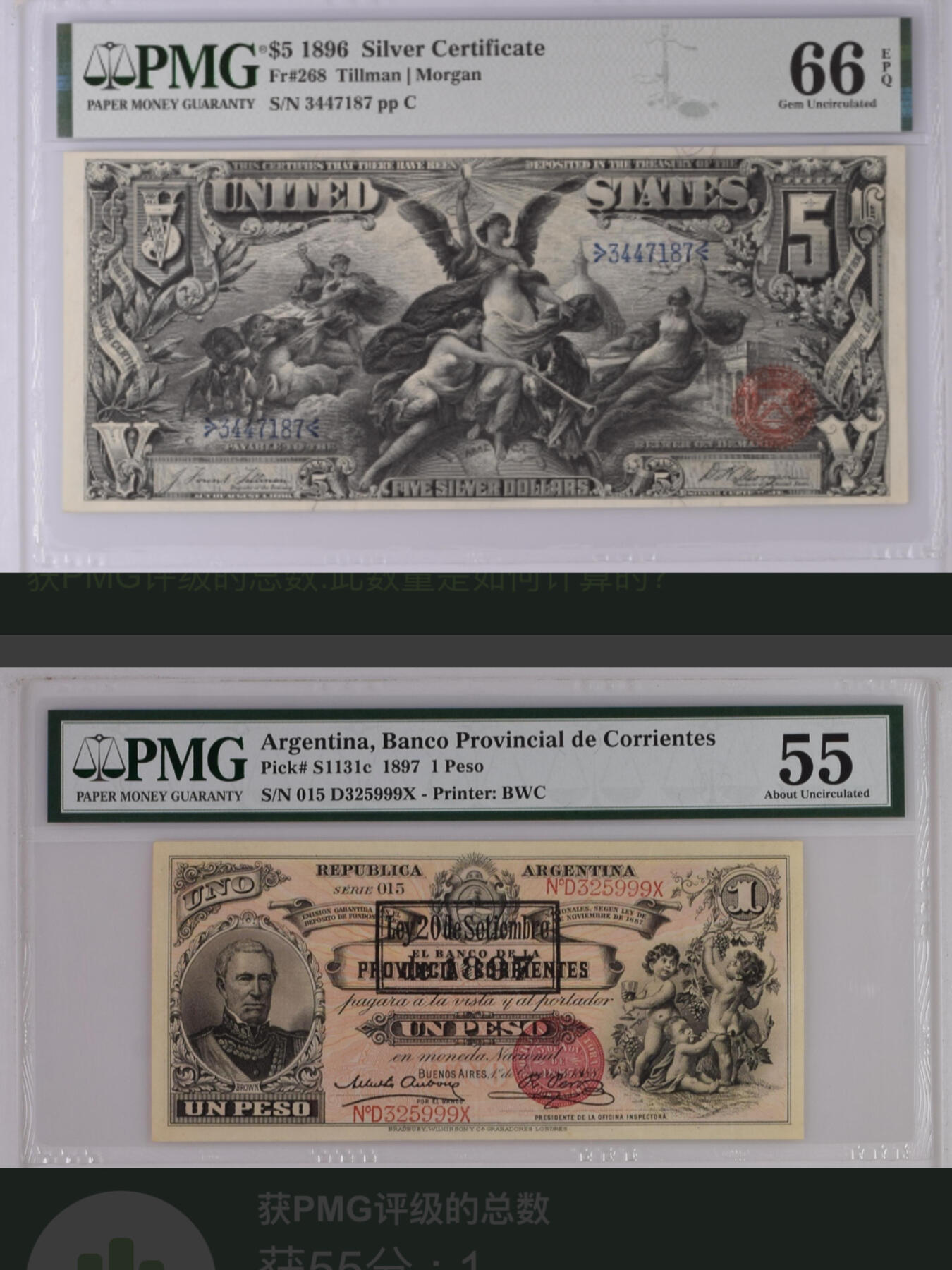         阿根廷1897年1比索PMG55冠军分鉴赏，及其与美国早期教育券的关联分析